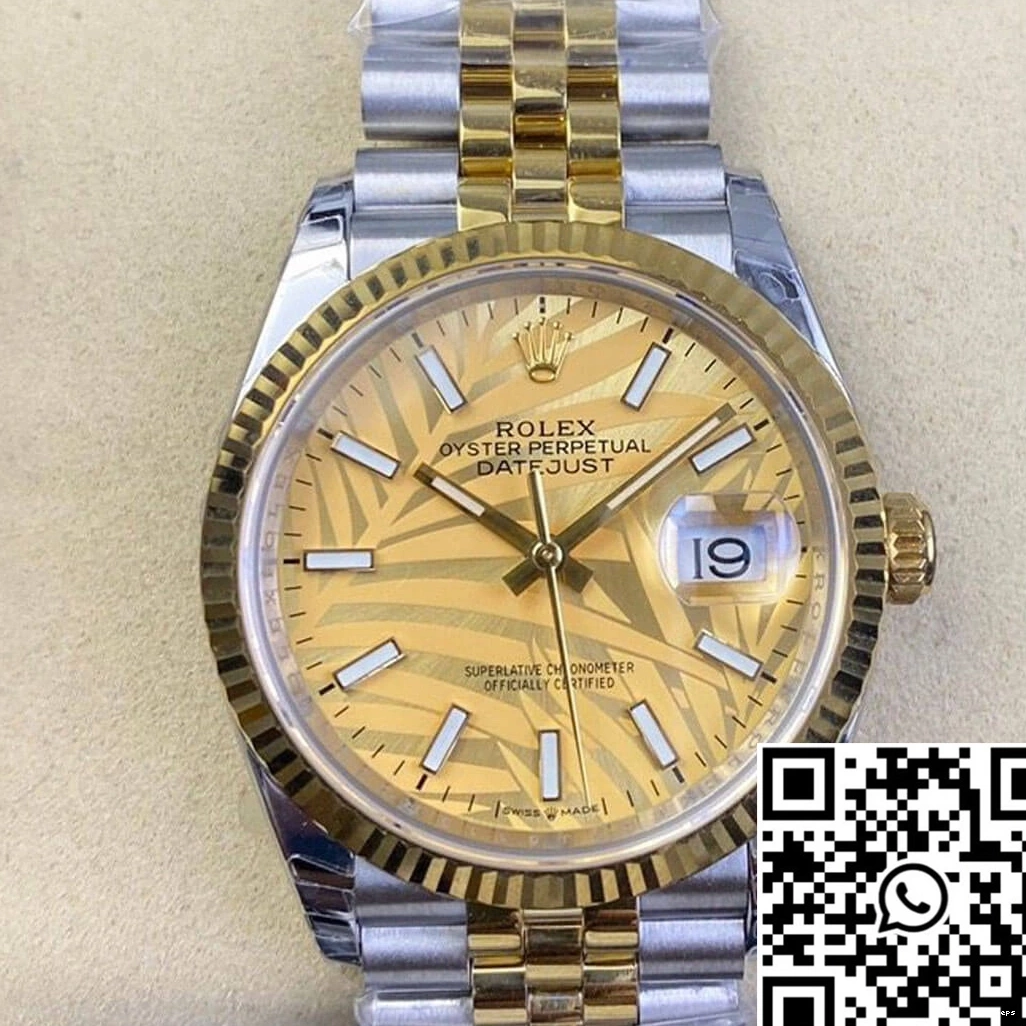 M126233-0037 Dial Datejust Factory Vibrant Golden Rolex EW Pattern Palm 703 Leaf 0810